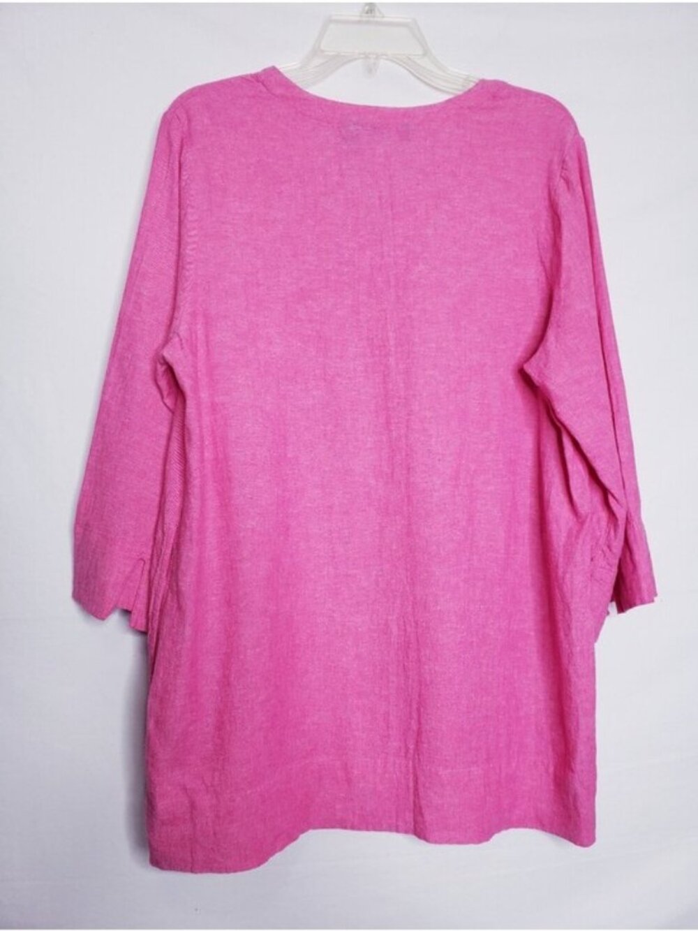 Lands End Pink Linen Blend Tunic V-Neck Pullover Blouse Top Women's Size Medium - Picture 5 of 8